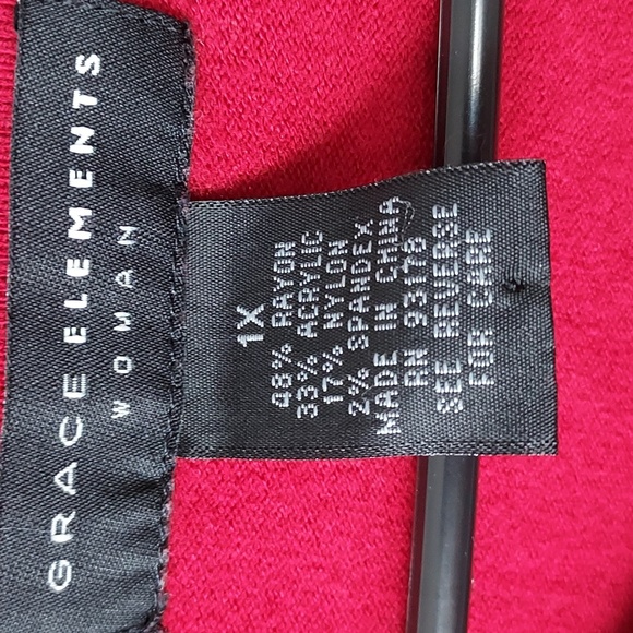 Grace Elements 1x 3/4 sleeve button down cartigan red - Picture 5 of 9